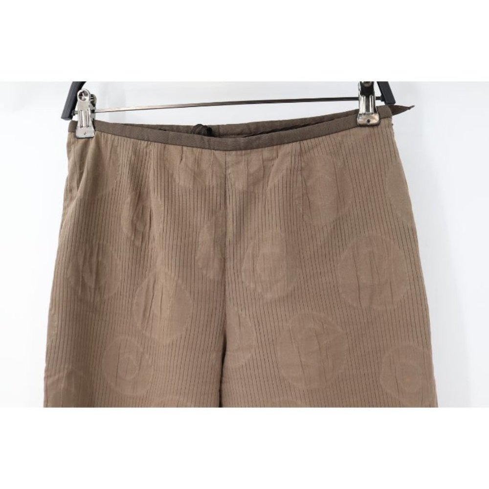 Vintage Louis Feraud pants women's 6 high waist side zip geometric brown‎ cotton